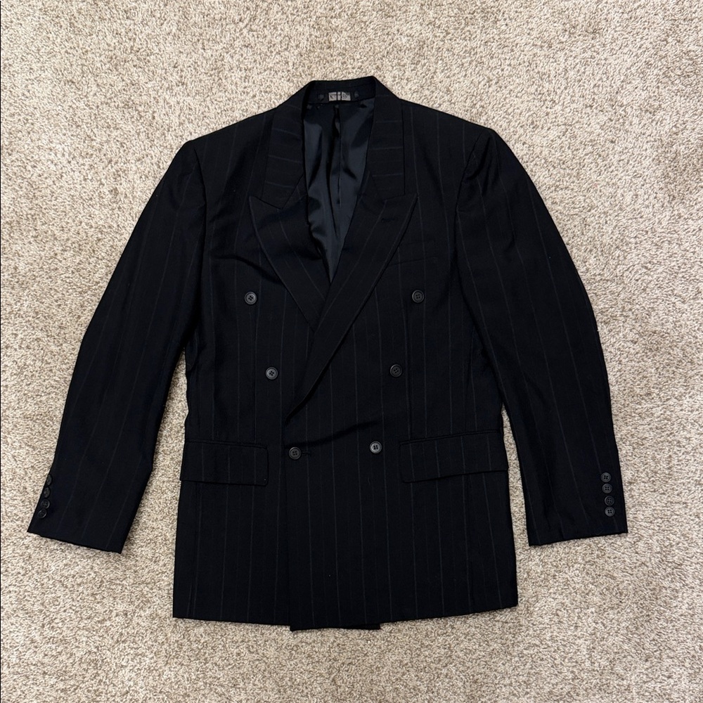 Classic Black Double-Breasted Men's Blazer